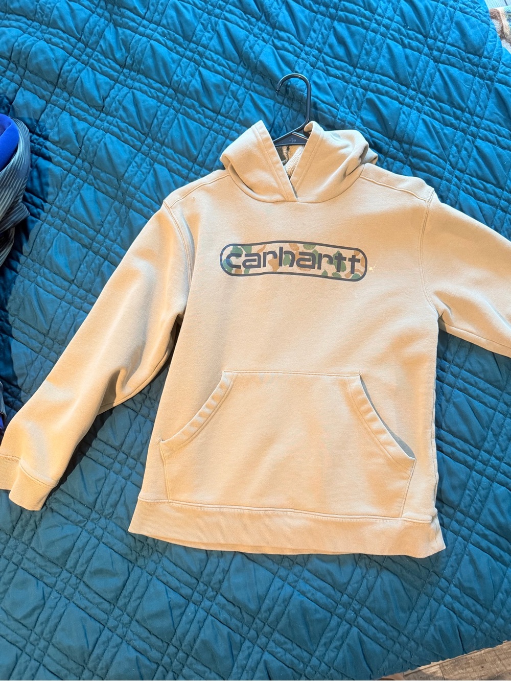 Carhartt Kids Beige/Cream Hoodie with Camo Logo